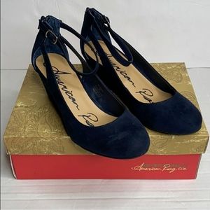 American Rag Navy Blue Miley Chop Out Wedges 8M
